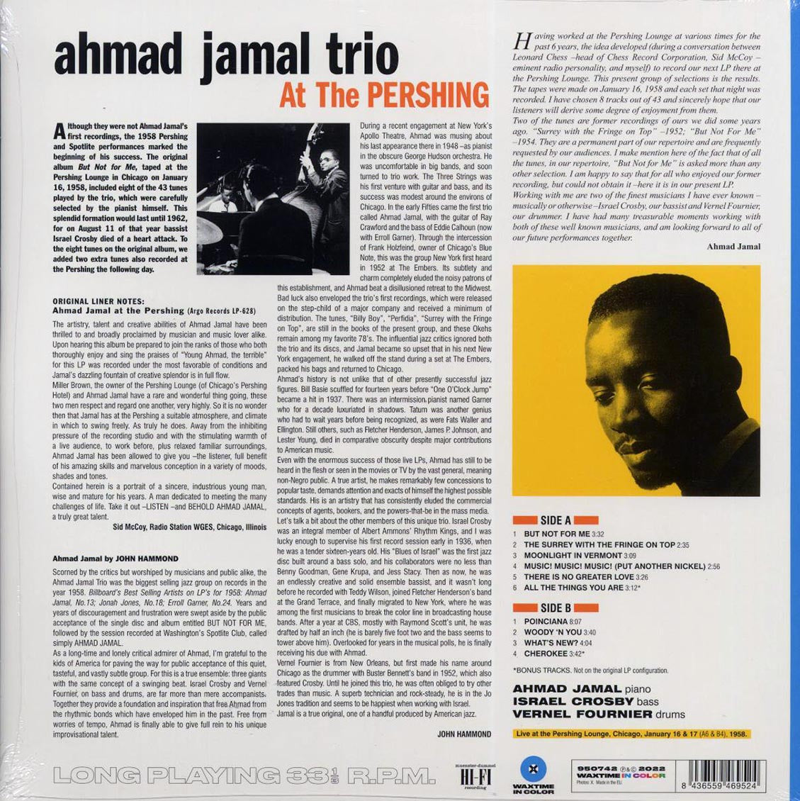 Ahmad Jamal Trio - Ahmad Jamal At The Pershing: But Not For Me (+2 bonus tracks) (ltd. ed.) (180g) (blue vinyl) Vinyl Record