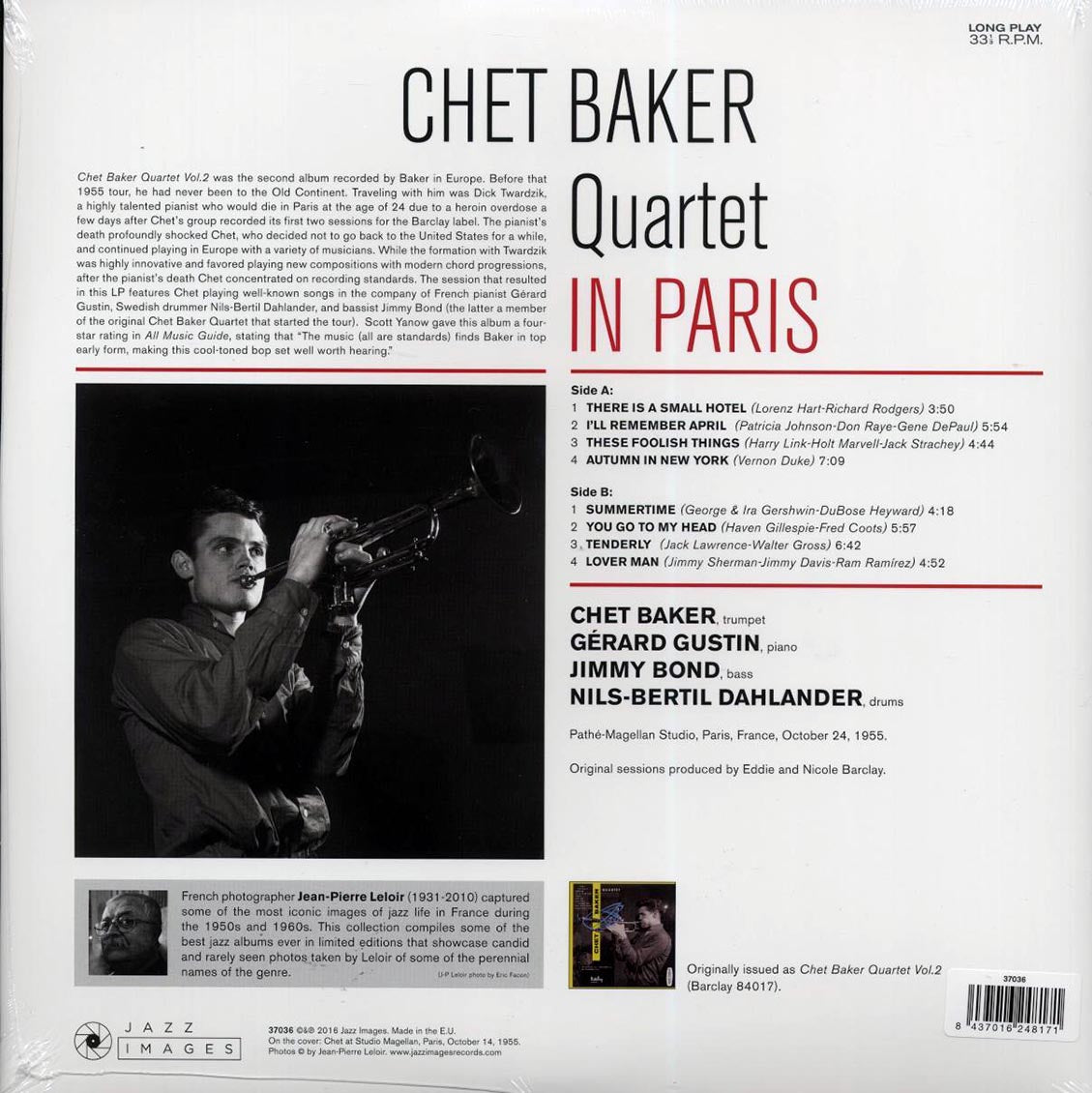 Chet Baker Quartet - In Paris (ltd. ed.) (180g) Vinyl Record