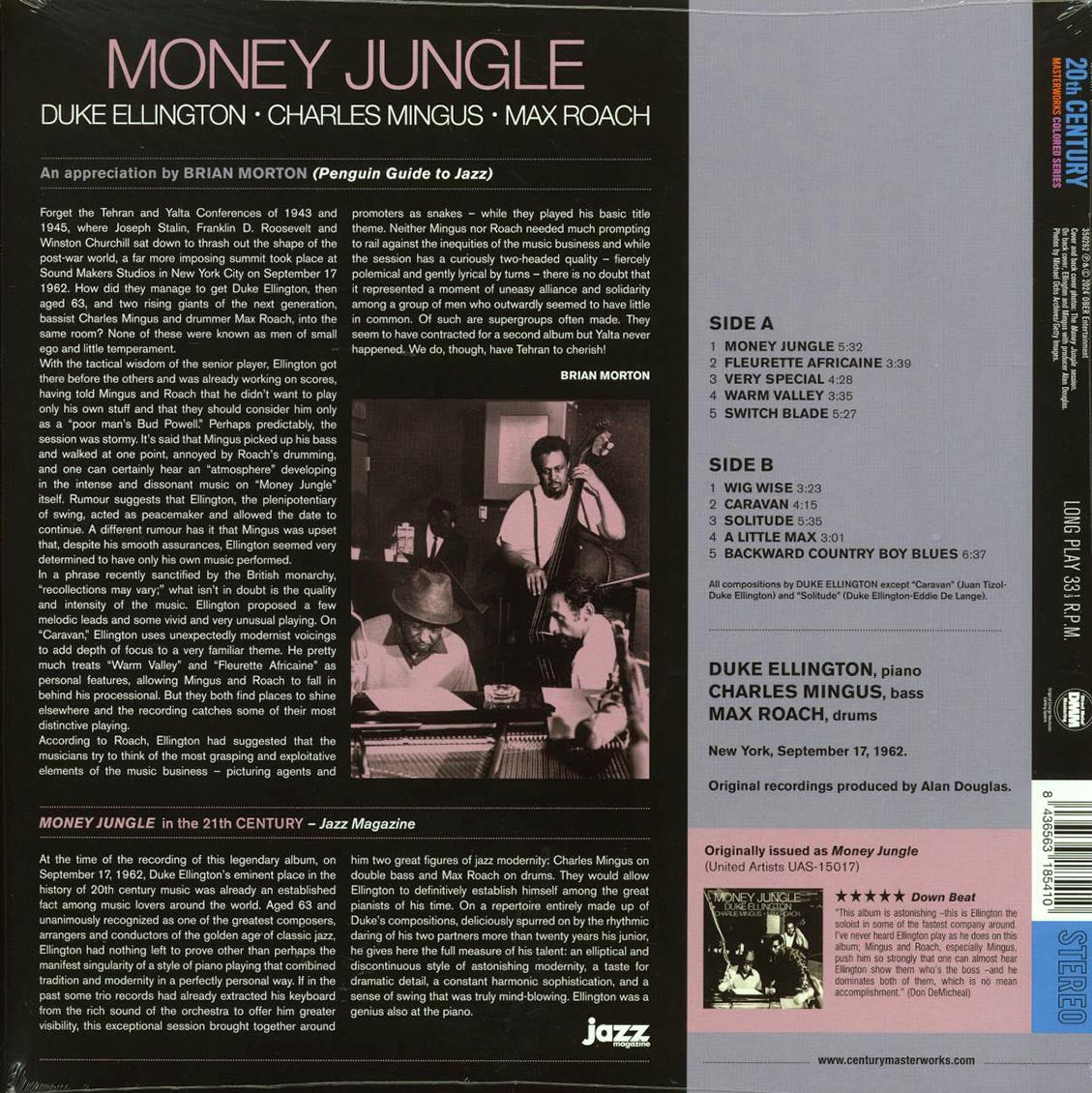 Duke Ellington, Charles Mingus, Max Roach - Money Jungle (ltd. ed.) (180g) (blue vinyl) Vinyl Record