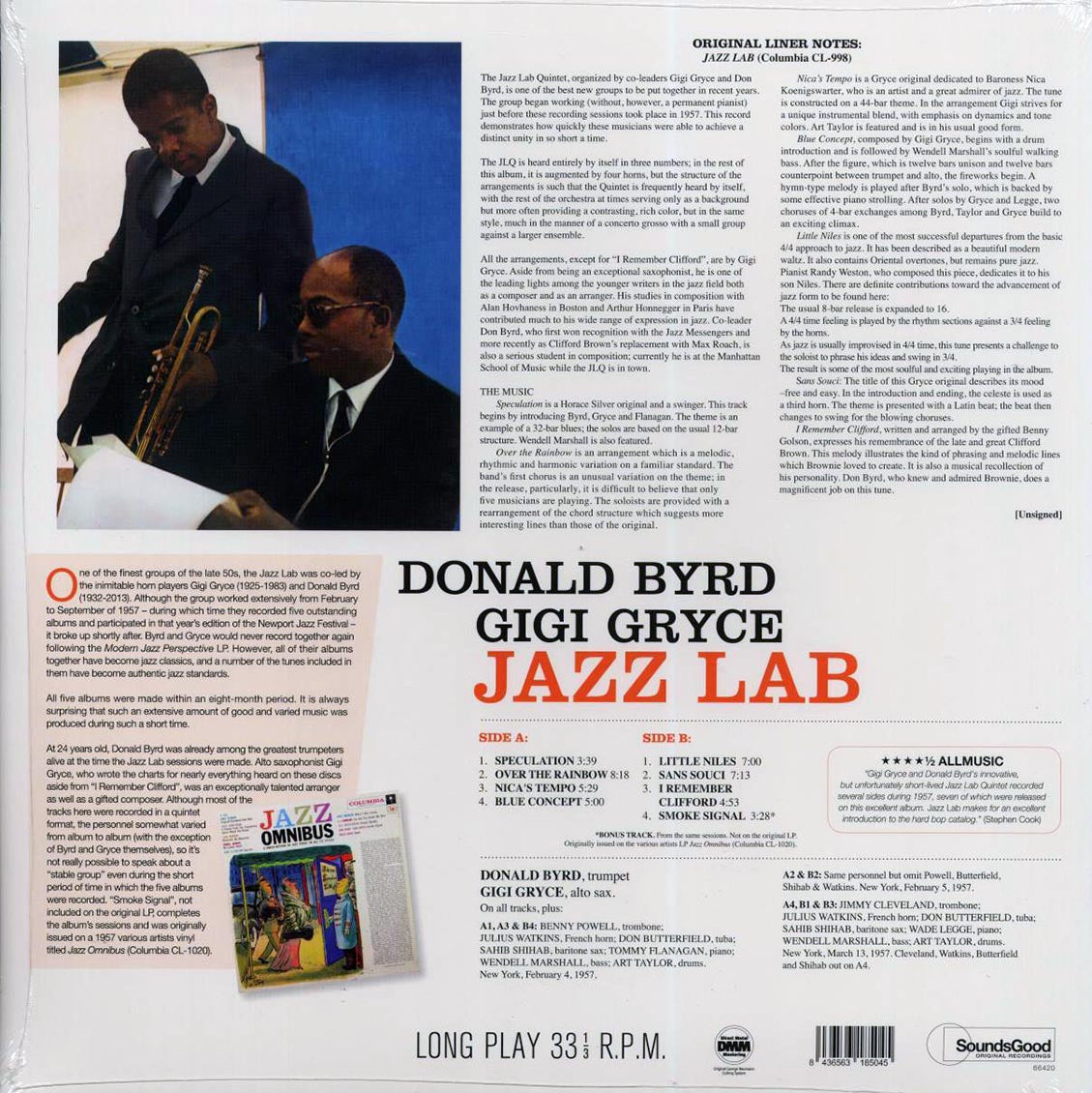 Don Byrd, Gigi Gryce - Jazz Lab (+bonus track) (ltd. ed.) (180g) Vinyl Record