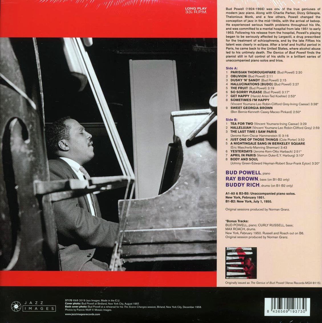 Bud Powell - The Genius Of Bud Powell (+7 bonus tracks) (ltd. ed.) (180g) Vinyl Record