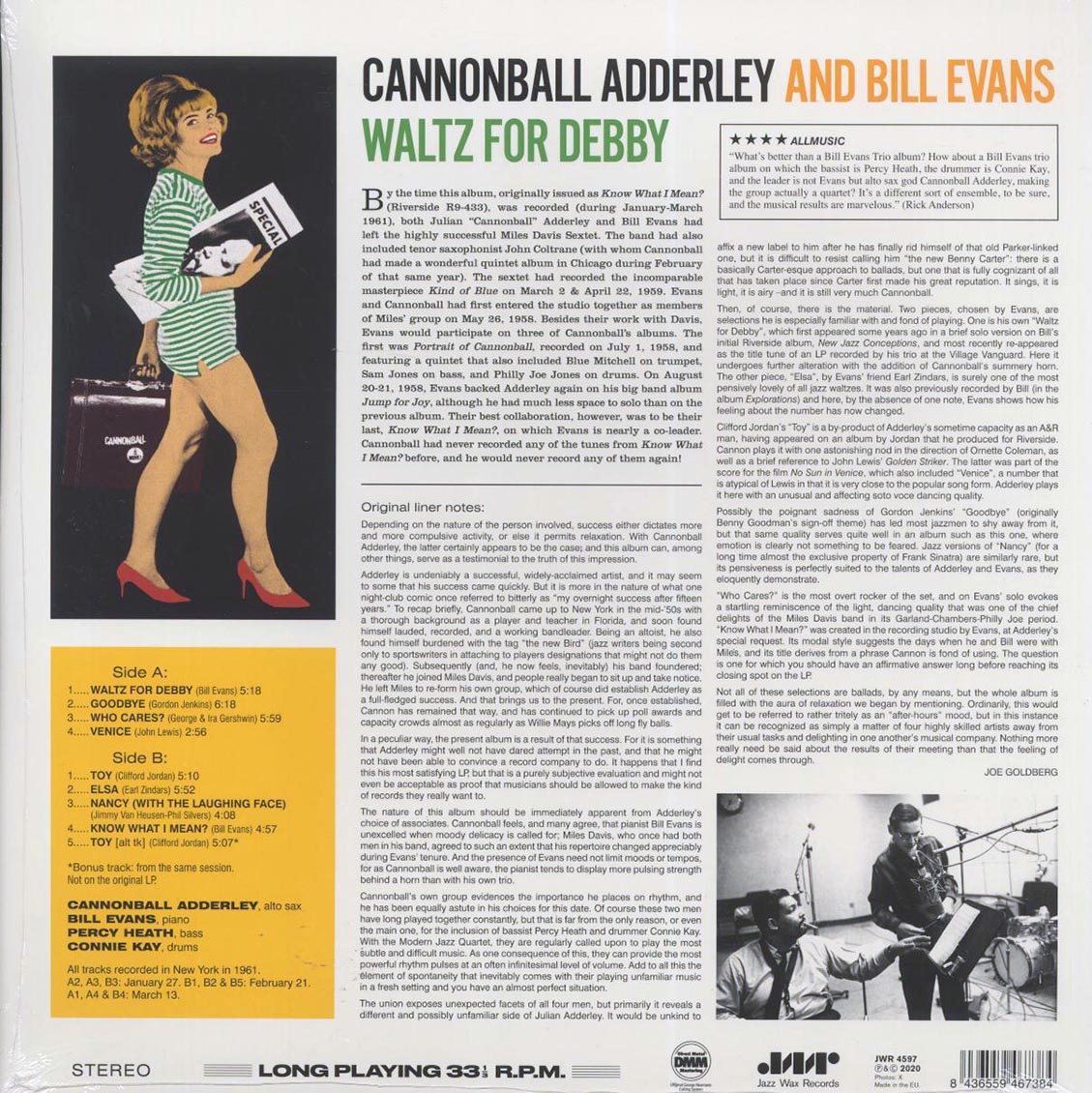 Cannonball Adderley, Bill Evans - Waltz for Debby (+bonus track) (ltd. ed.) (180g) Vinyl Record