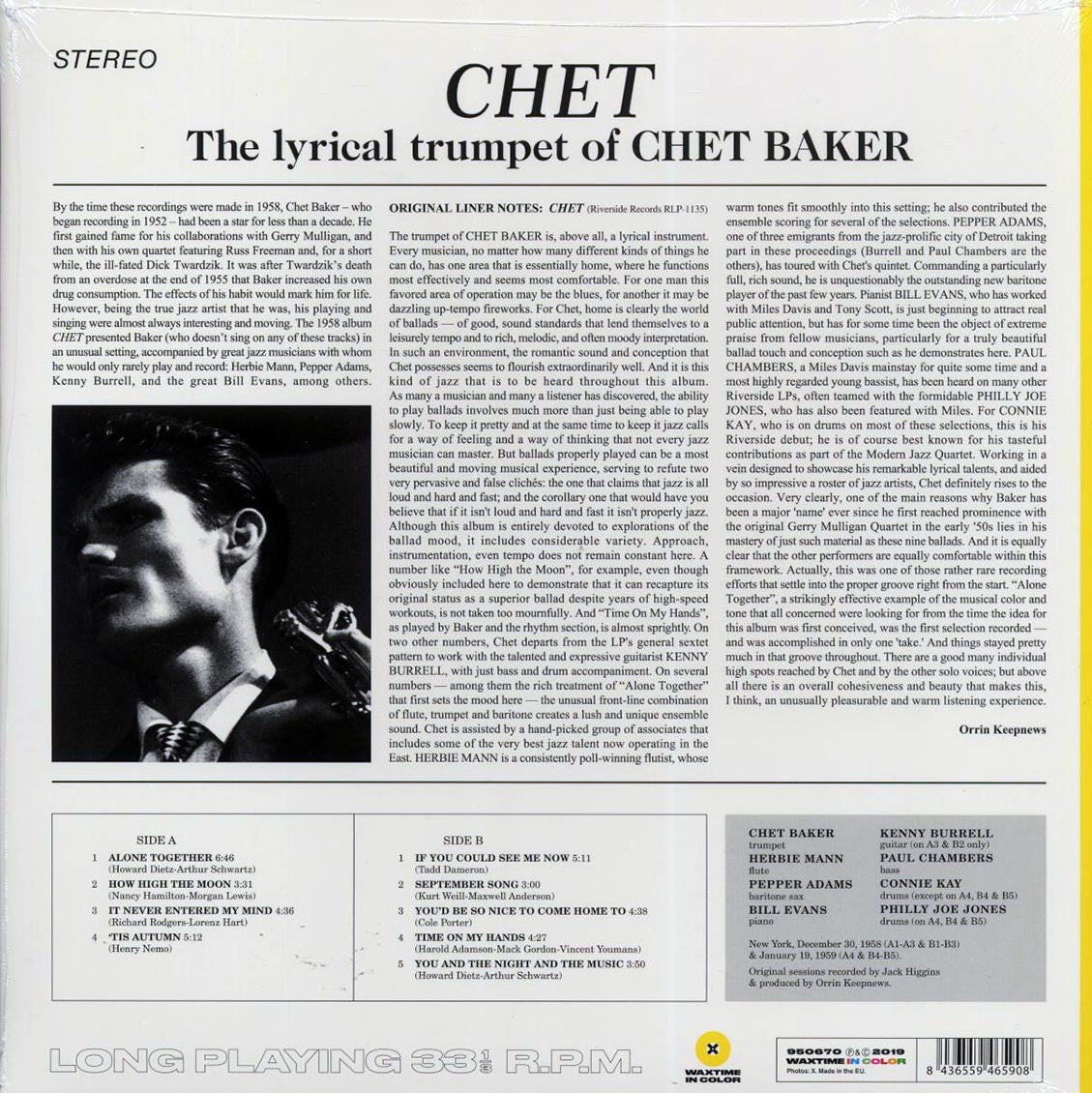 Chet Baker - Chet (ltd. ed.) (180g) (yellow vinyl) Vinyl Record