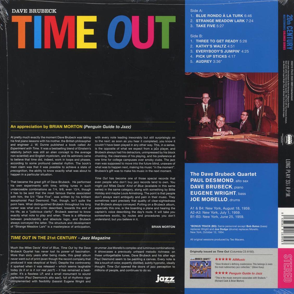 Dave Brubeck Quartet - Time Out (+bonus track) (ltd. ed.) (180g) (yellow vinyl) Vinyl Record