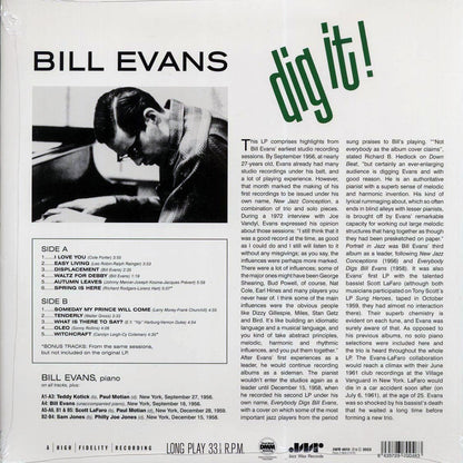 Bill Evans - Dig It! (+2 bonus tracks) (ltd. ed.) (180g) Vinyl Record