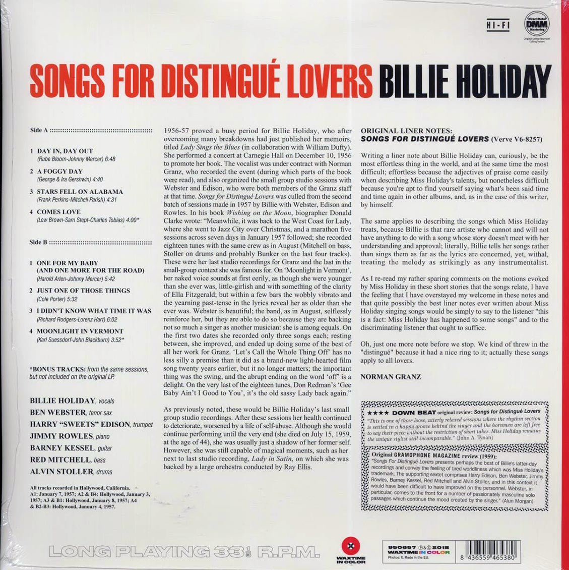 Billie Holiday - Songs For Distingu? Lovers (+2 bonus tracks) (ltd. ed.) (180g) (orange vinyl) Vinyl Record