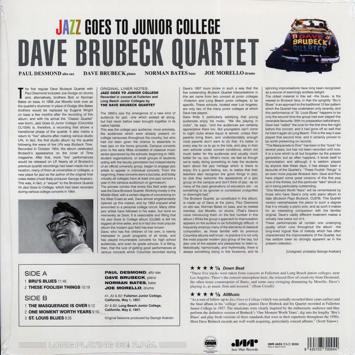 Dave Brubeck Quartet - Jazz Goes To Junior College (ltd. ed.) (180g) Vinyl Record