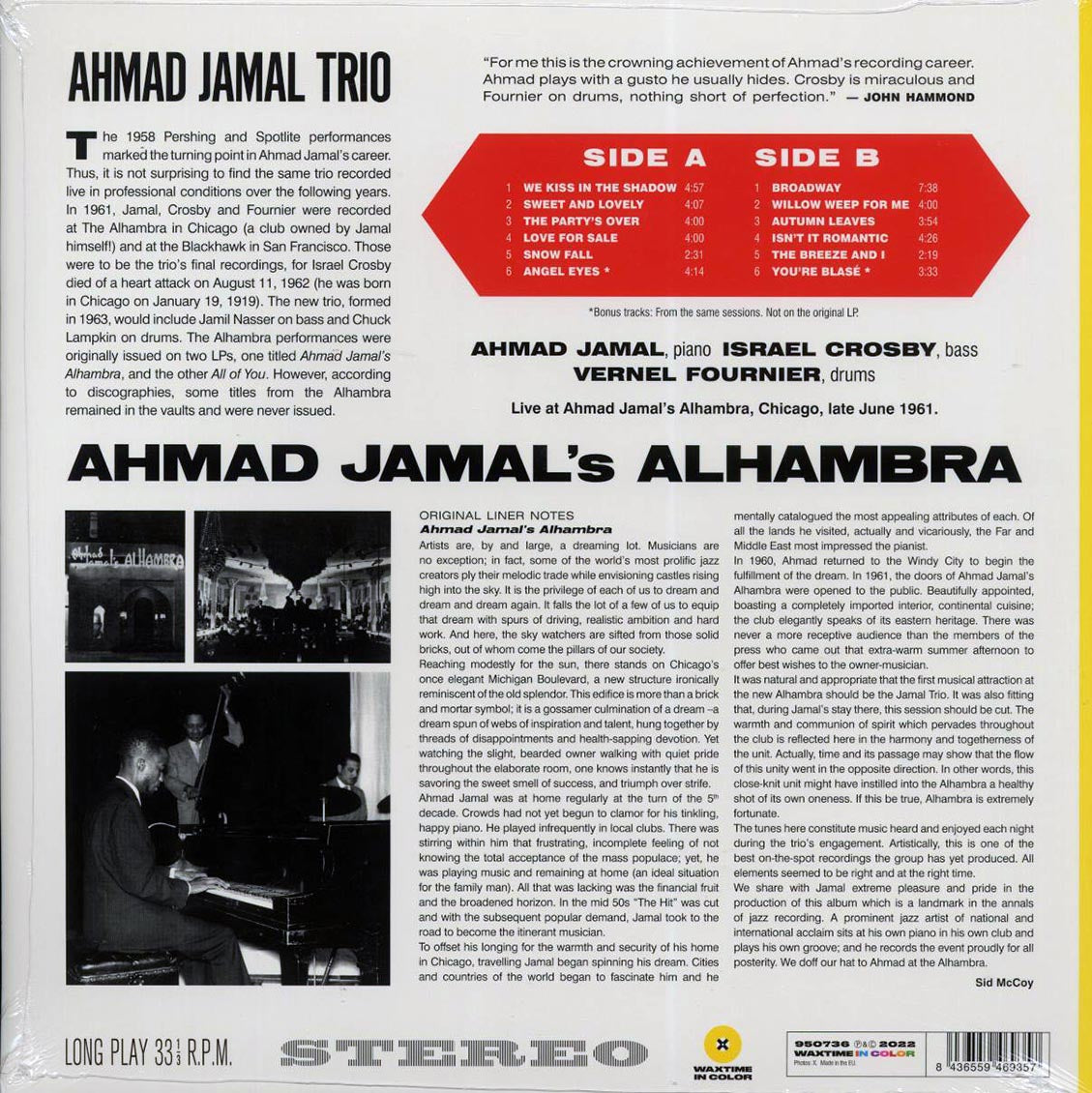 Ahmad Jamal - Ahmad Jamal's Alhambra (+2 bonus tracks) (ltd. ed.) (180g) (yellow vinyl) Vinyl Record