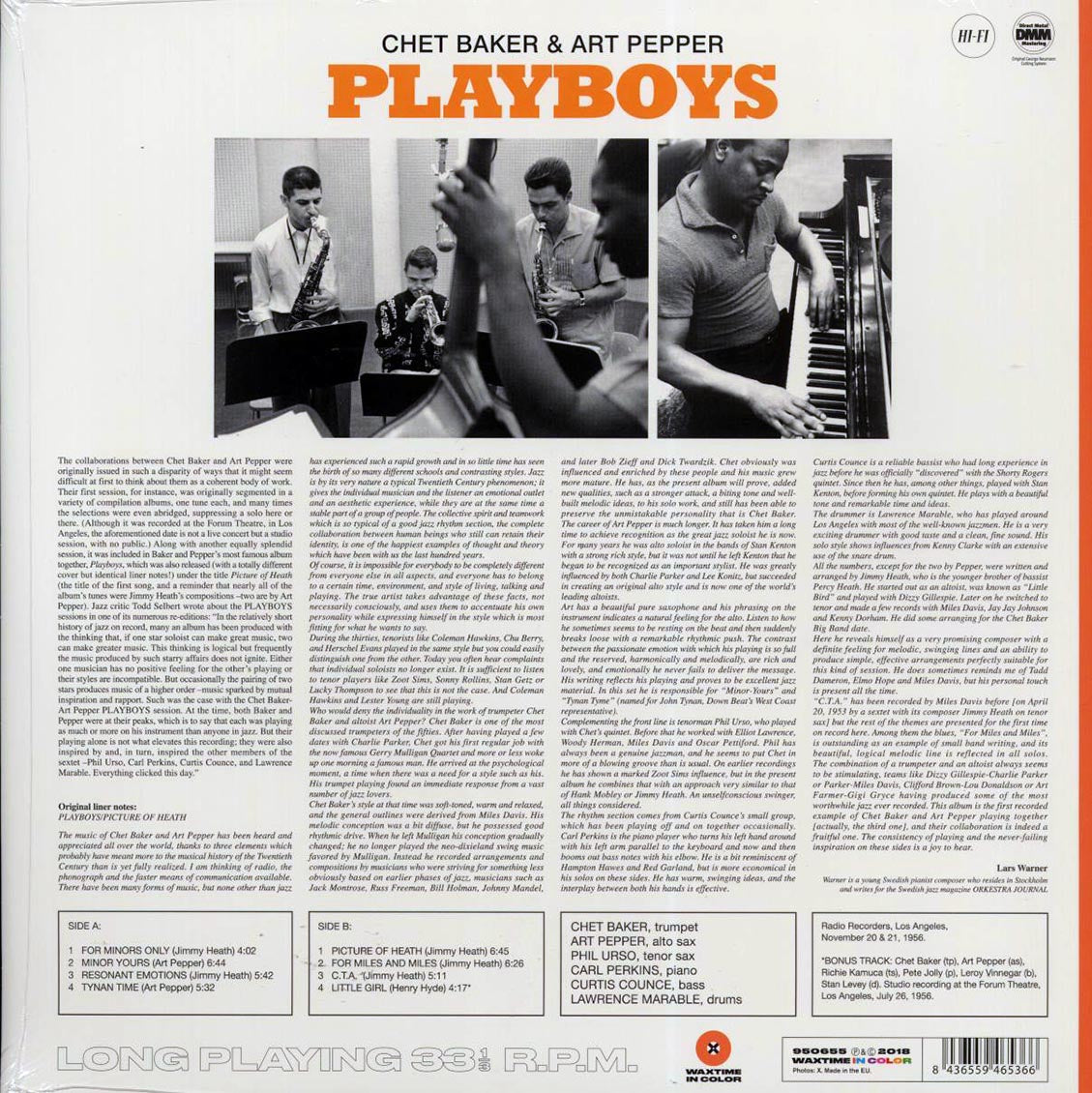 Chet Baker, Art Pepper - Playboys (+bonus track) (ltd. ed.) (180g) (orange vinyl) Vinyl Record