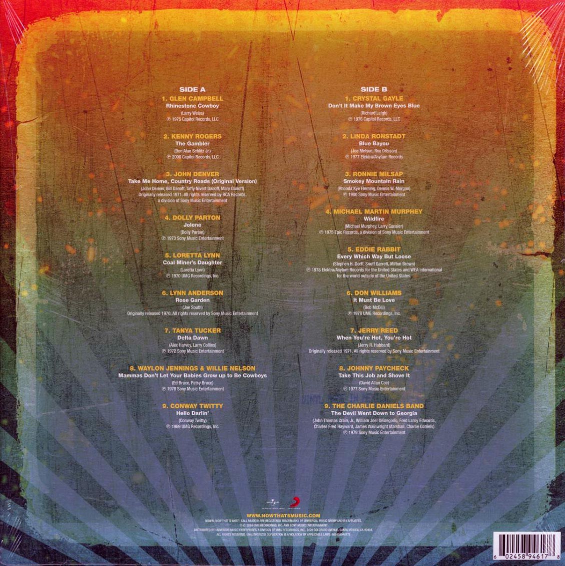 Dolly Parton, John Denver, Kenny Rogers, The Charlie Daniels Band, Jerry Reed, Etc. - Now That?s What I Call Country Classics 70s (orange vinyl) Vinyl Record