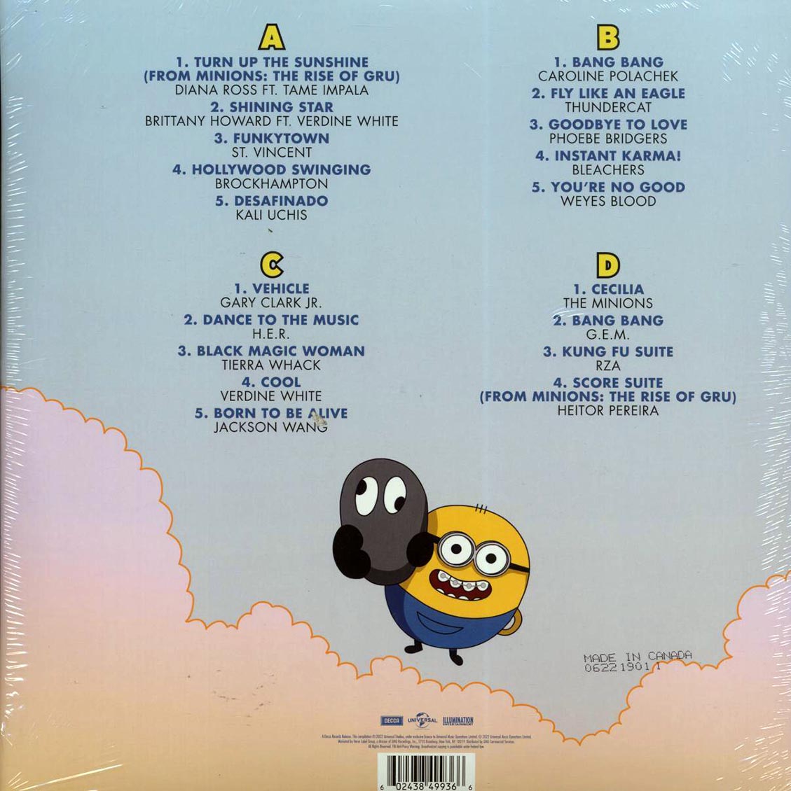 Diana Ross, Tame Impala, Brittany Howard, St. Vincent, Etc. - Minions: The Rise Of Gru Original Motion Picture Soundtrack (2xLP) (yellow vinyl) Vinyl Record