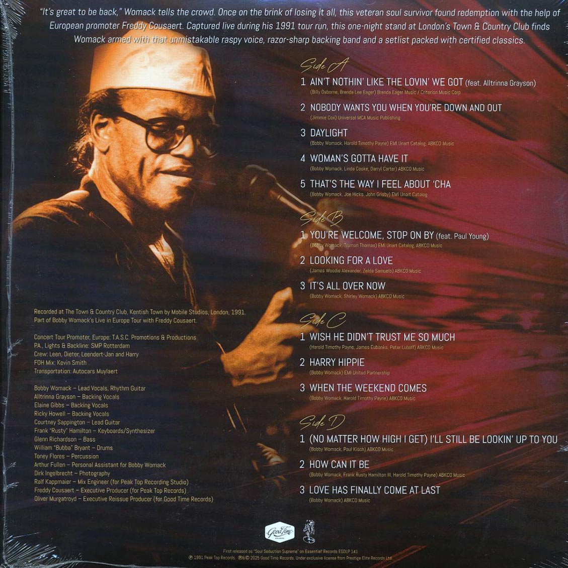 Bobby Womack - Live In London (RSD 2025) (2xLP) (180g) (red velvet cake vinyl) Vinyl Record
