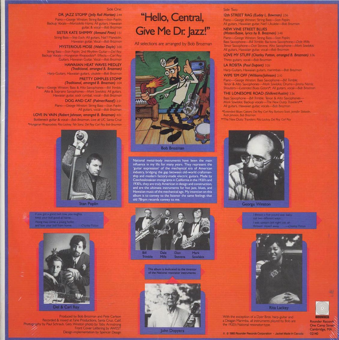 Bob Brozman - Hello Central Give Me Dr. Jazz (1985 FIRST PRESS) Vinyl Record