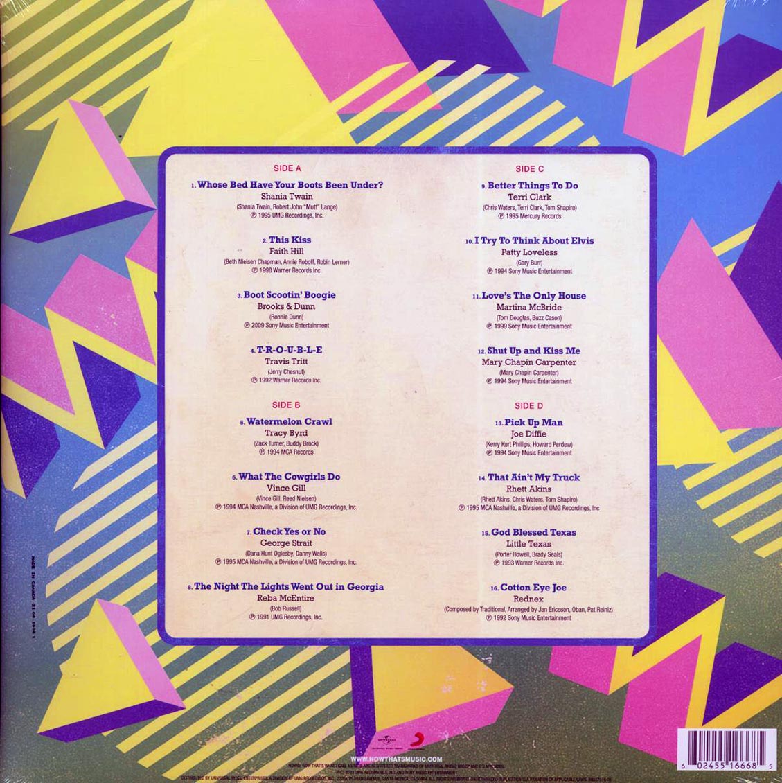 George Strait, Shania Twain, Faith Hill, Travis Tritt, Vince Gill, Etc. - Now That's What I Call Country Classics 90s Dance Party (2xLP) (yellow/green vinyl) Vinyl Record