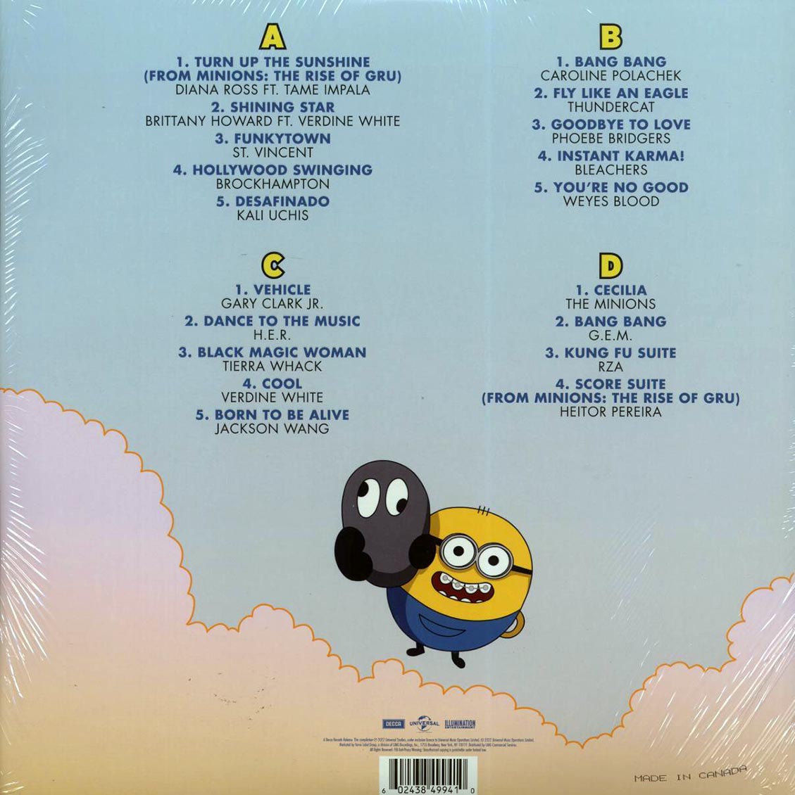 Diana Ross, Tame Impala, Brittany Howard, St. Vincent, Etc. - Minions: The Rise Of Gru: Original Motion Picture Soundtrack (2xLP) (sky blue) Vinyl Record