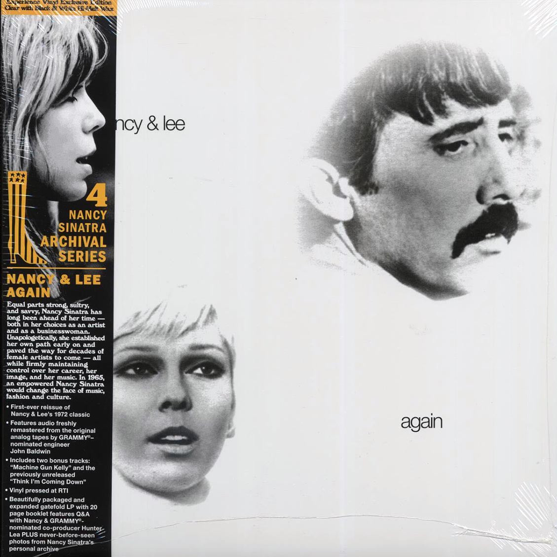 Nancy Sinatra, Lee Hazlewood - Nancy & Lee Again (+2 bonus tracks) (ltd. 500 copies made) (clear/white/black hi-melt vinyl) (RTI press) Vinyl Record