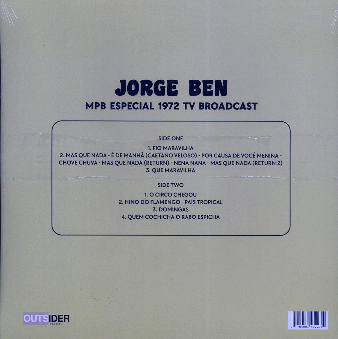 Jorge Ben - MPB Especial 1972 TV Broadcast Vinyl Record