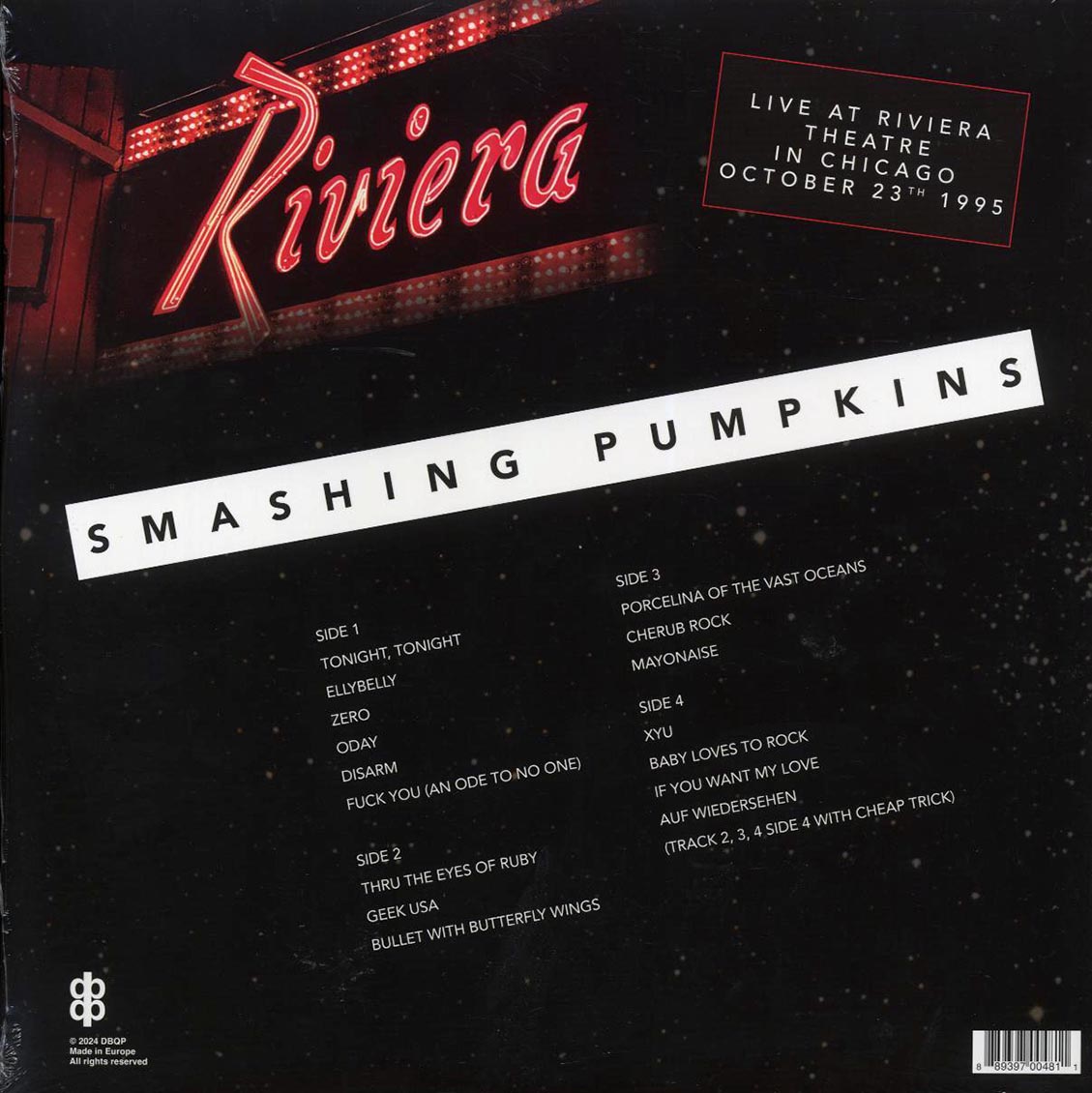 Smashing Pumpkins - Live At Riviera Theatre In Chicago, October 23th 1995 (2xLP) Vinyl Record