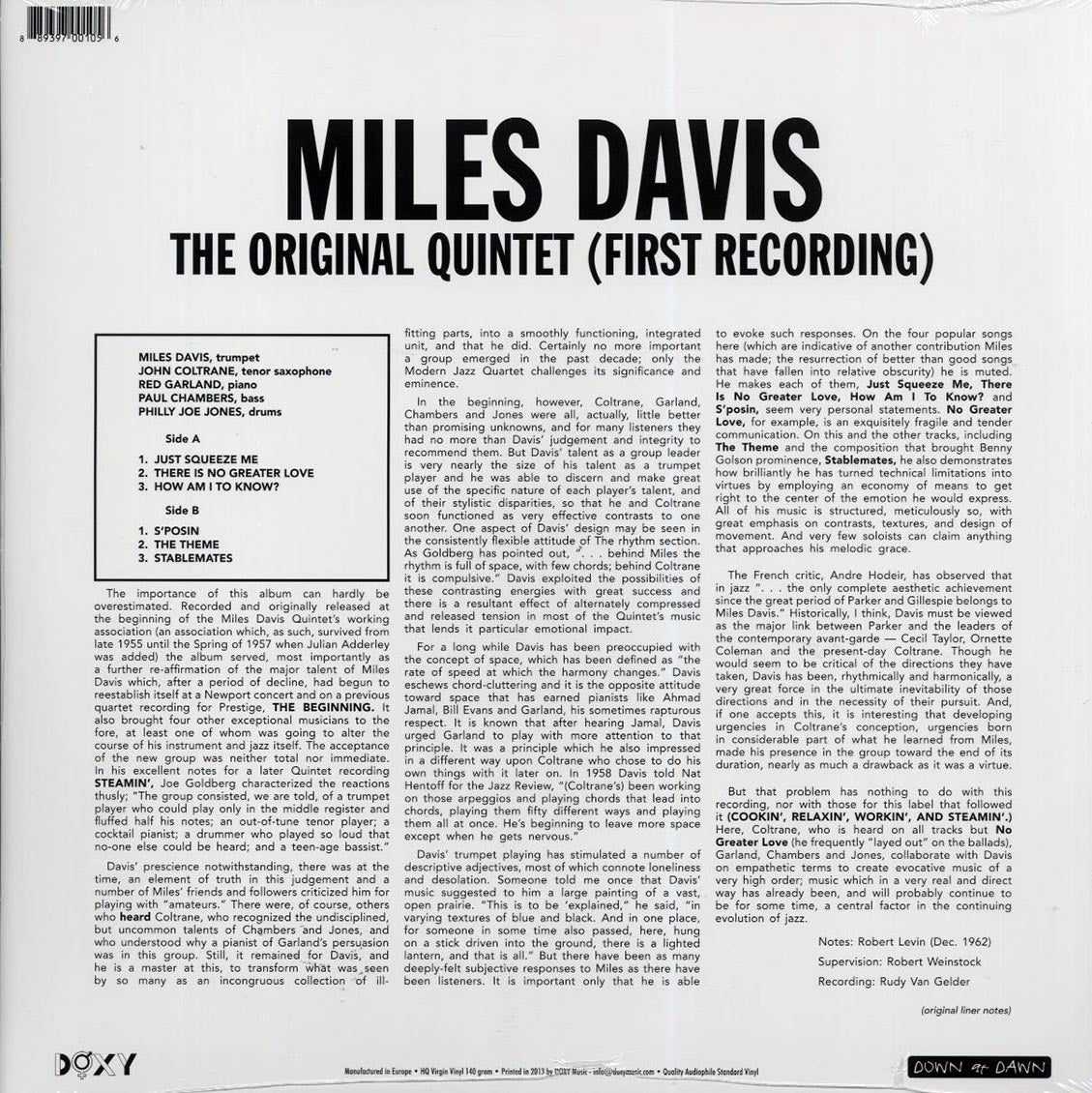 Miles Davis - The Original Quintet: First Recording Vinyl Record