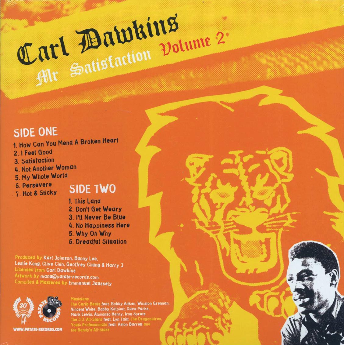 Carl Dawkins - Mr. Satisfaction Volume 2: 13 Hot Soulful Rocksteady & Reggae Tunes From 1966-1976 Vinyl Record