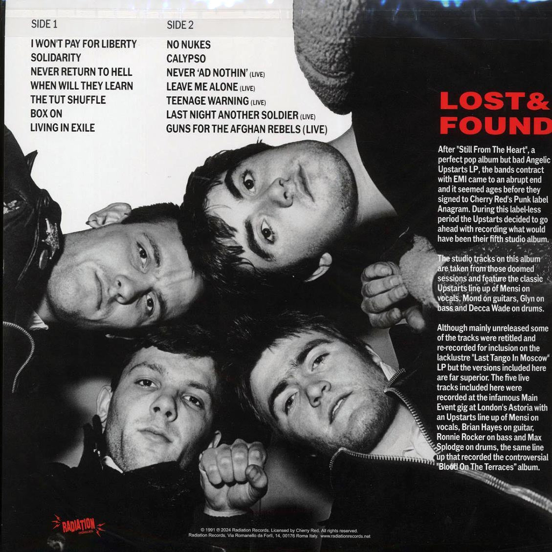 Angelic Upstarts - Lost And Found (red vinyl) Vinyl Record