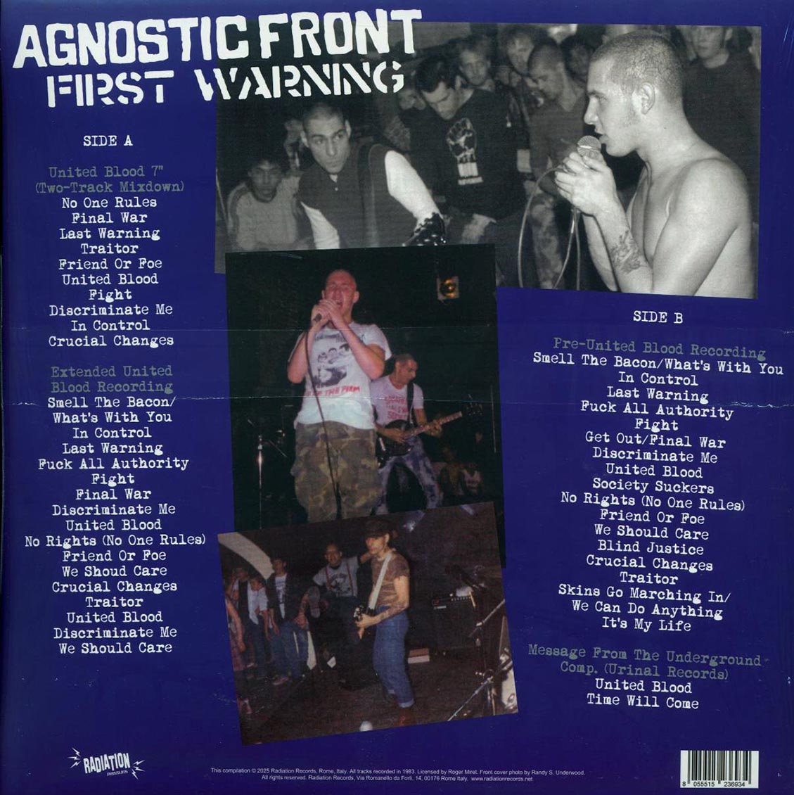 Agnostic Front - First Warning: The United Blood Era Recordings, New York City, 1983 (ltd. ed.) (blue vinyl) Vinyl Record