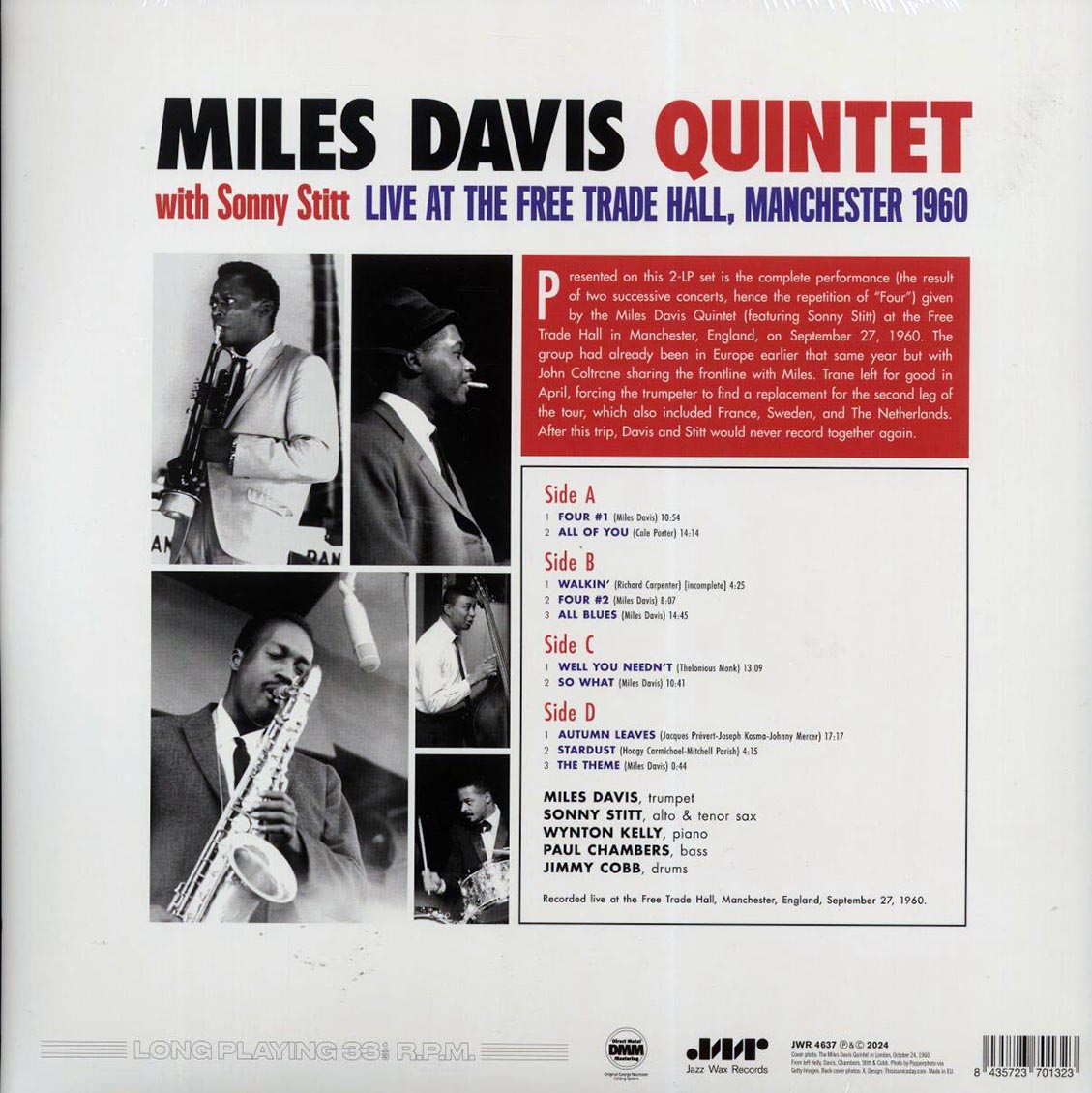 Miles Davis Quintet, Sonny Stitt - Live At The Free Trade Hall, Manchester 1960 (ltd. ed.) (2xLP) (180g) Vinyl Record