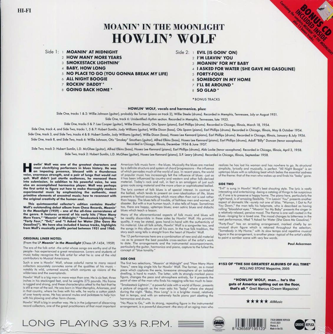 Howlin' Wolf - Moanin' In The Moonlight (+15 bonus tracks) (incl. CD) Vinyl Record