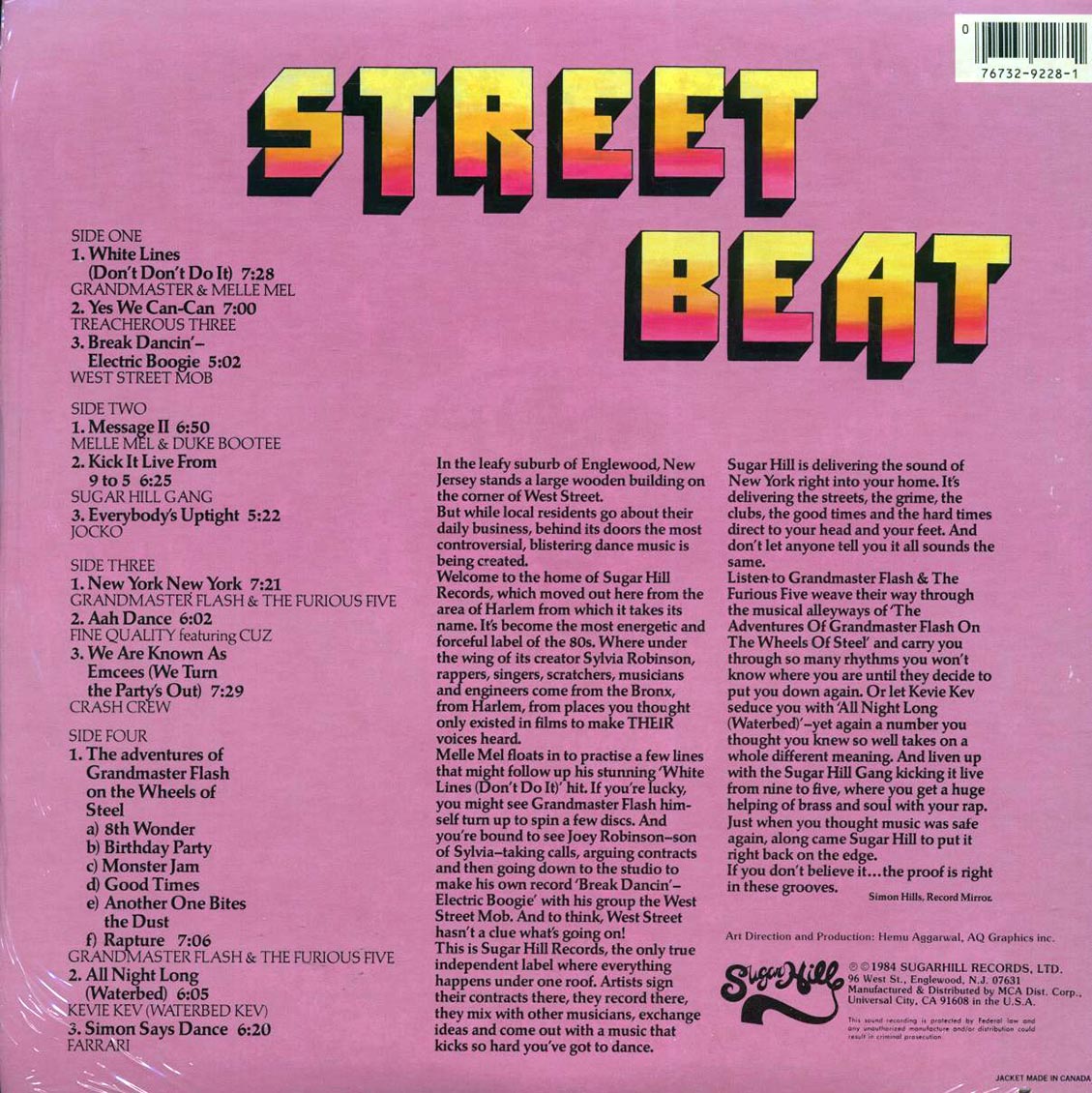Grandmaster Flash, Treacherous Three, Jocko, Melle Mel, Sugarhill Gang, Kevie Kev, Etc. - Street Beat (1984 ORIGINAL PRESS) (orig. press) (2xLP) (marked/ltd stock) Vinyl Record