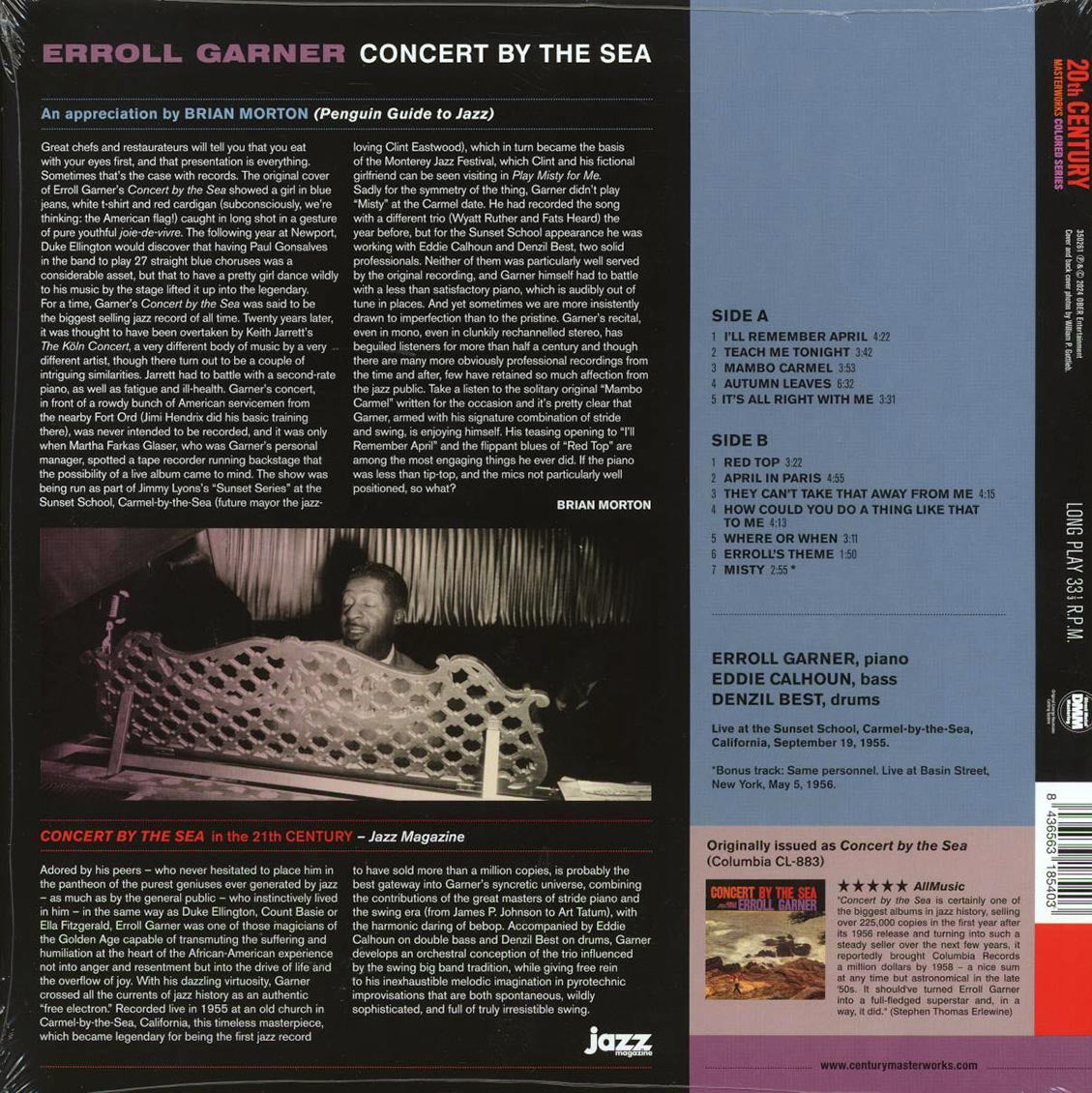 Erroll Garner - Concert By The Sea (+bonus track) (180g) (red vinyl) Vinyl Record