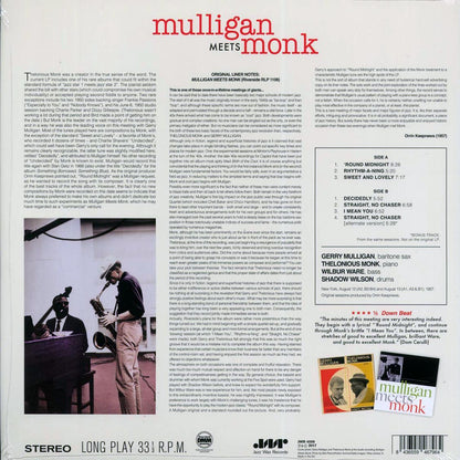 Thelonious Monk, Gerry Mulligan - Mulligan Meets Monk (+bonus track) (180g) Vinyl Record