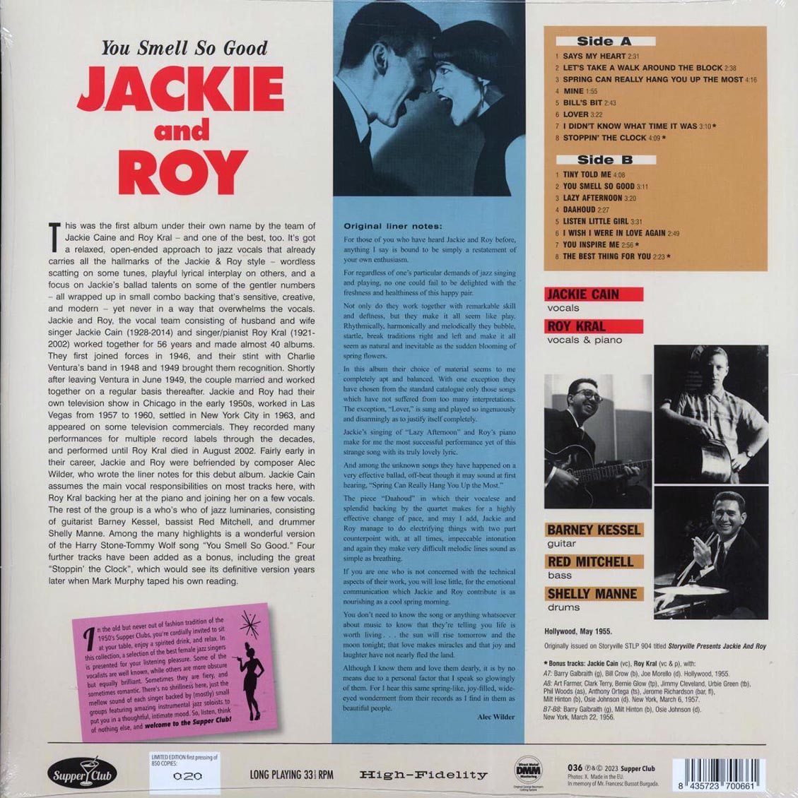 Jackie And Roy - You Smell So Good (+4 bonus tracks) (180g) Vinyl Record