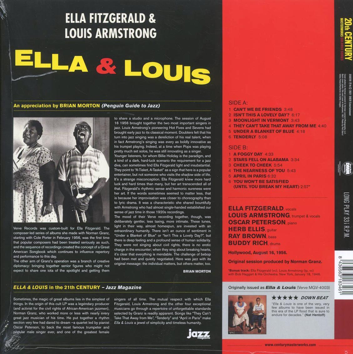 Ella Fitzgerald, Louis Armstrong - Ella & Louis (+bonus track) (180g) (red vinyl) Vinyl Record