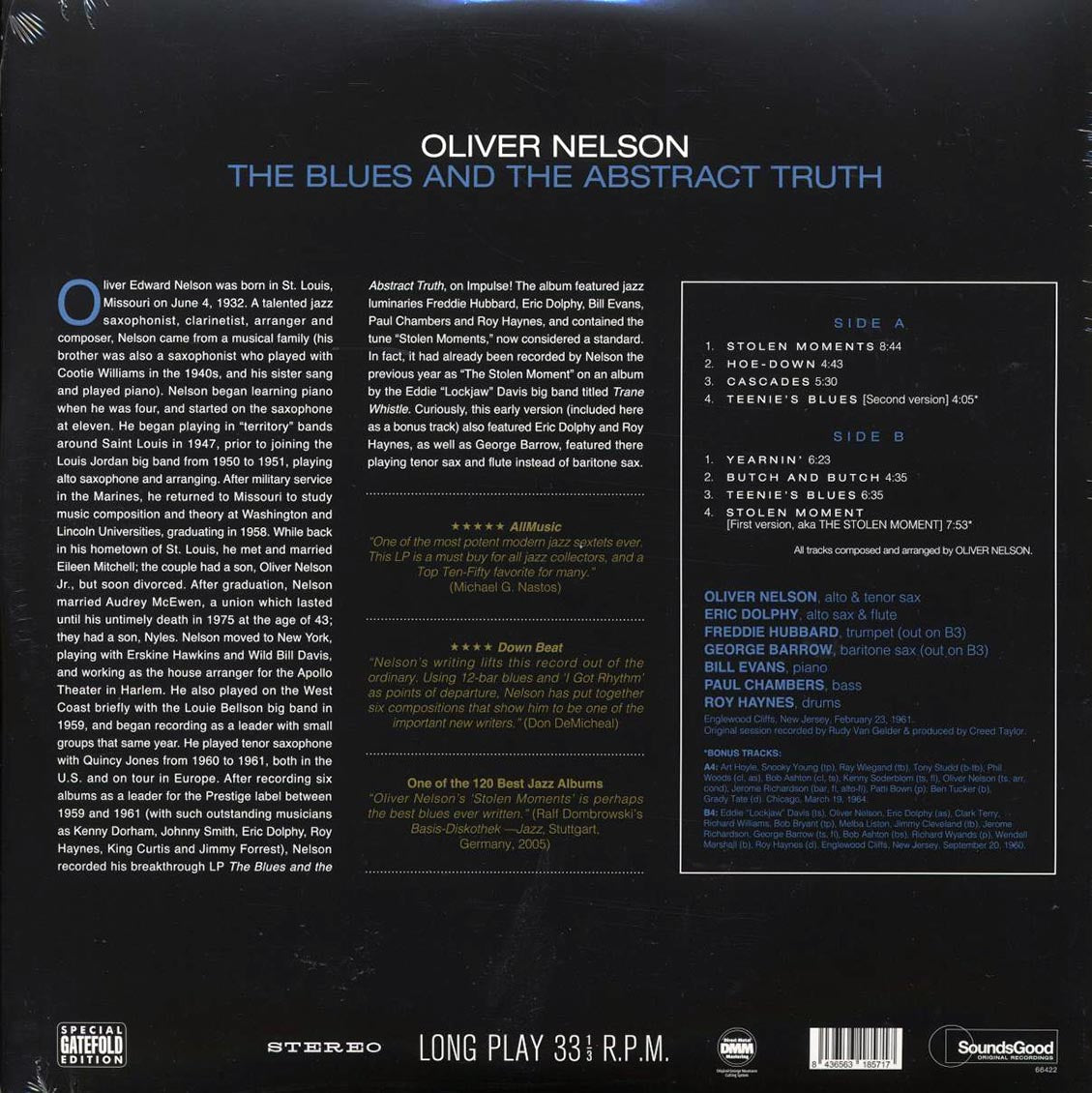 Oliver Nelson - The Blues And The Abstract Truth (+2 bonus tracks) (180g) (remastered) Vinyl Record