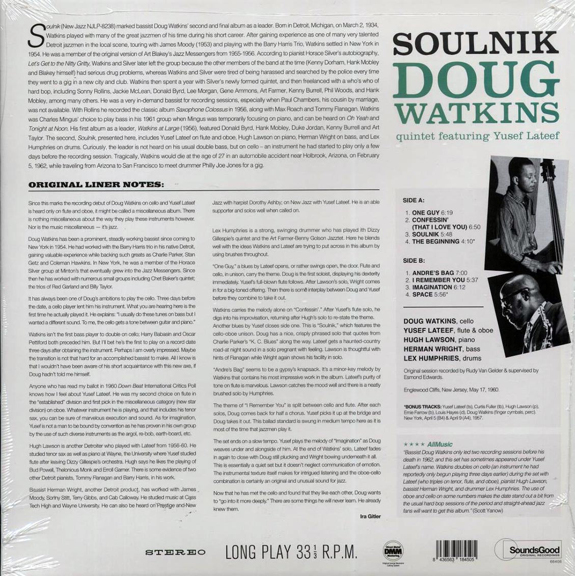 Doug Watkins Quintet - Soulnik (+2 bonus tracks) (180g) Vinyl Record