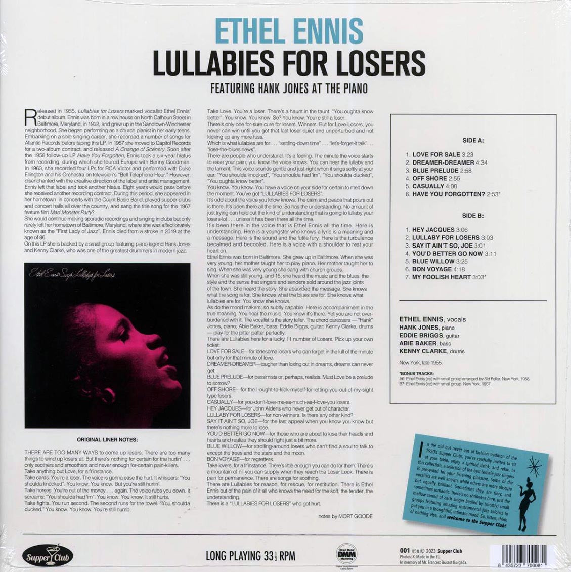 Ethel Ennis - Lullabies For Losers (+2 bonus tracks) (ltd. 500 copies made) (180g) Vinyl Record
