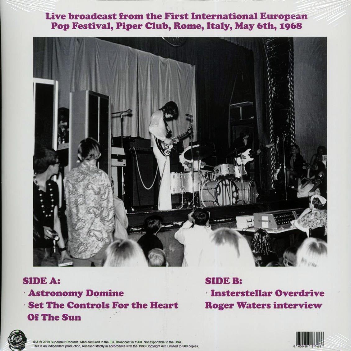 Pink Floyd - Broadcast In Rome, Italy, May 6th, 1968 (ltd. ed.) Vinyl Record