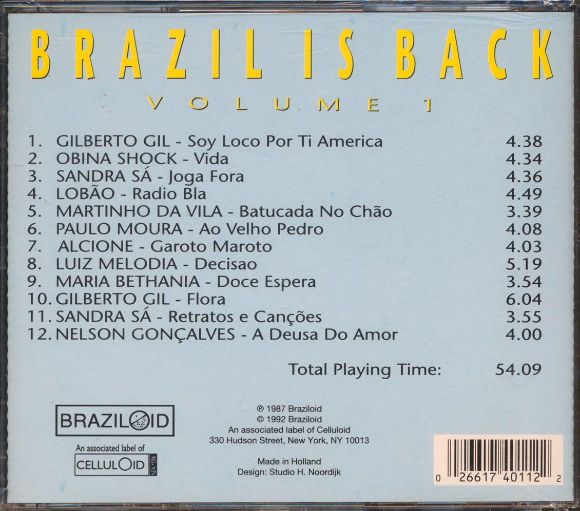 Gilberto Gil, Paulo Moura, Nelson Gonclaves, Etc. - Brazil Is Back Volume 1 Music CD