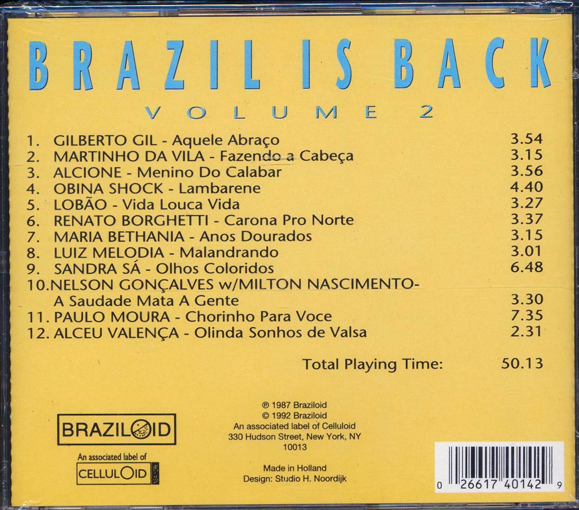 Gilberto Gil, Nelson Gonclaves, Paulo Moure, Sandra De Sa, Etc - Brazil Is Back Volume 2 Music CD