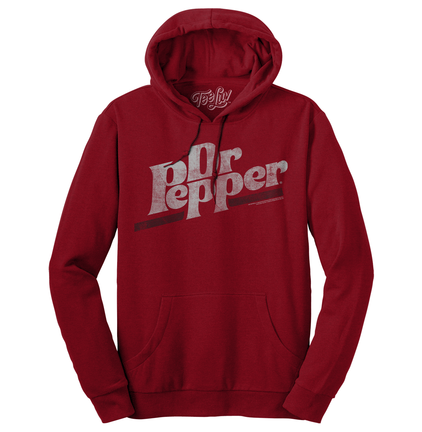 Dr Pepper Distressed Logo Pullover Hooded Sweatshirt Hoodie Officially Licensed - Red