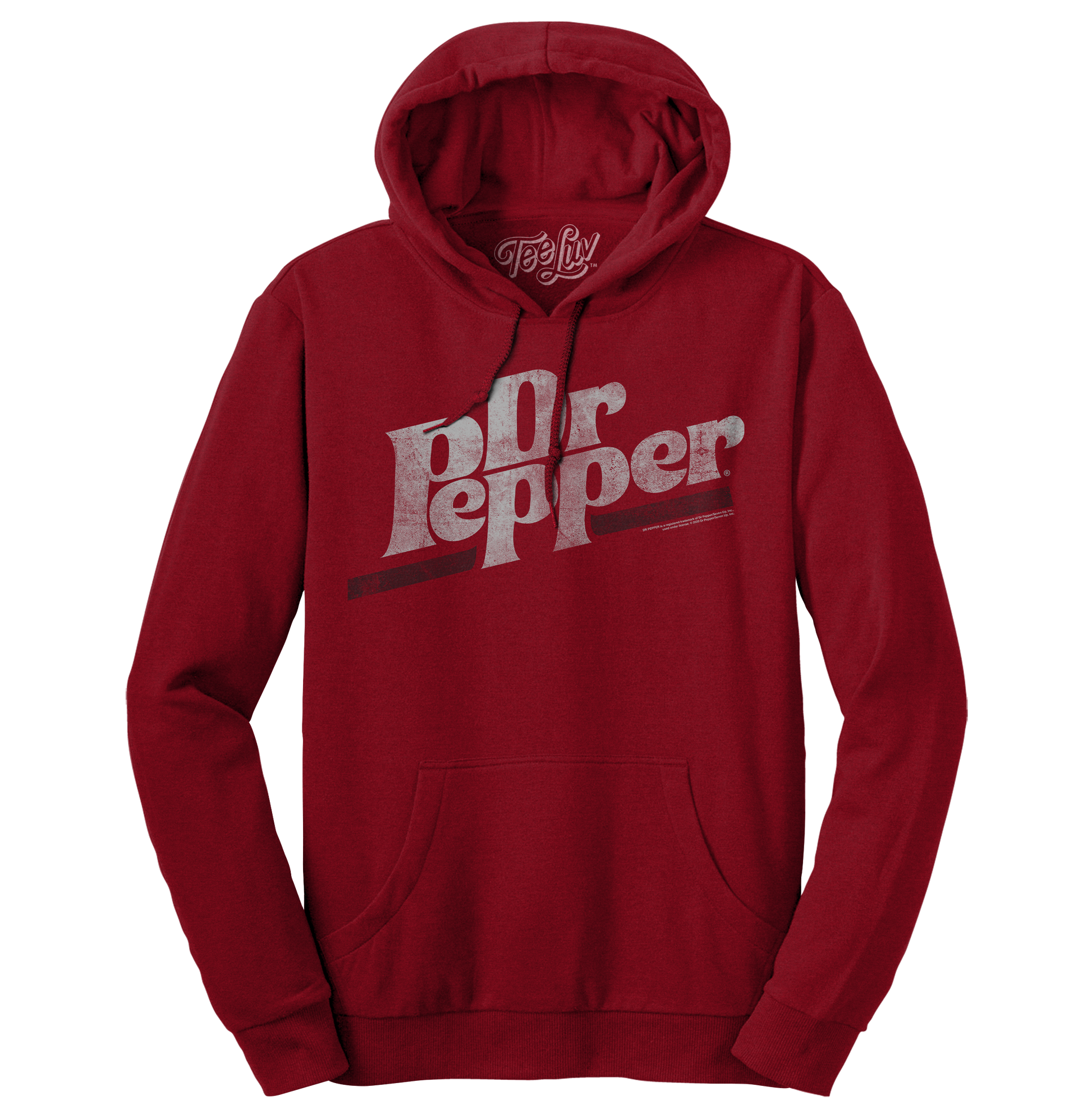 Dr Pepper Distressed Logo Pullover Hooded Sweatshirt Hoodie Officially Licensed - Red