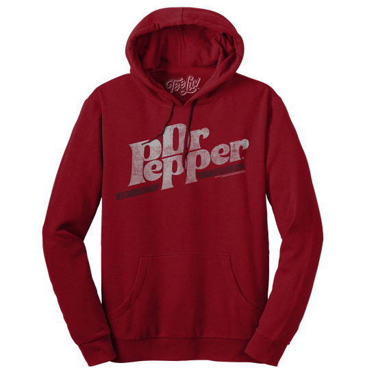 Dr Pepper Distressed Logo Pullover Hooded Sweatshirt Hoodie Officially Licensed - Red