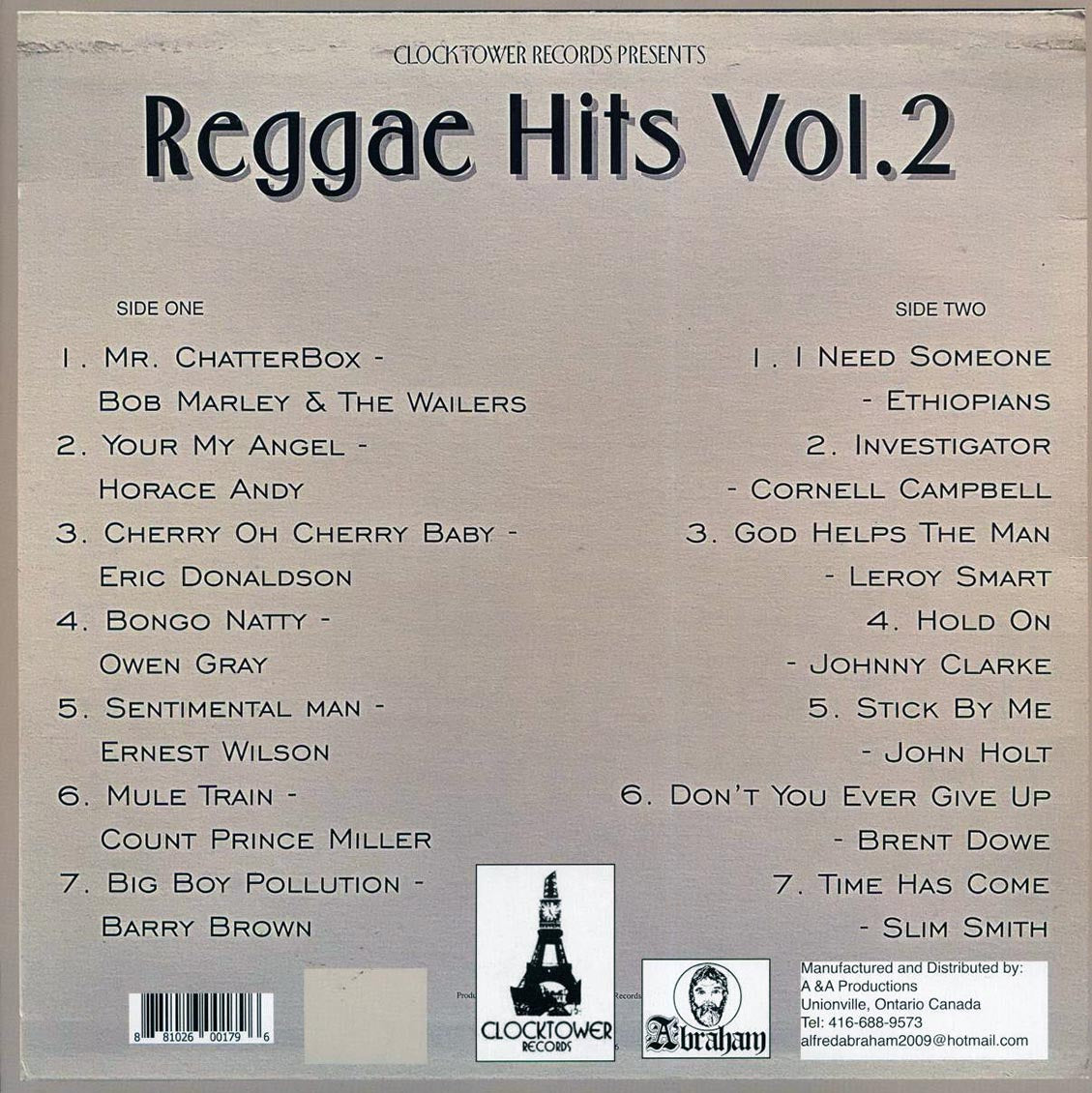 Bob Marley, Horace Andy, John Holt, The Ethiopians, Barry Brown, Etc. - Clocktower Records Presents Reggae Hits Volume 2 Vinyl Record