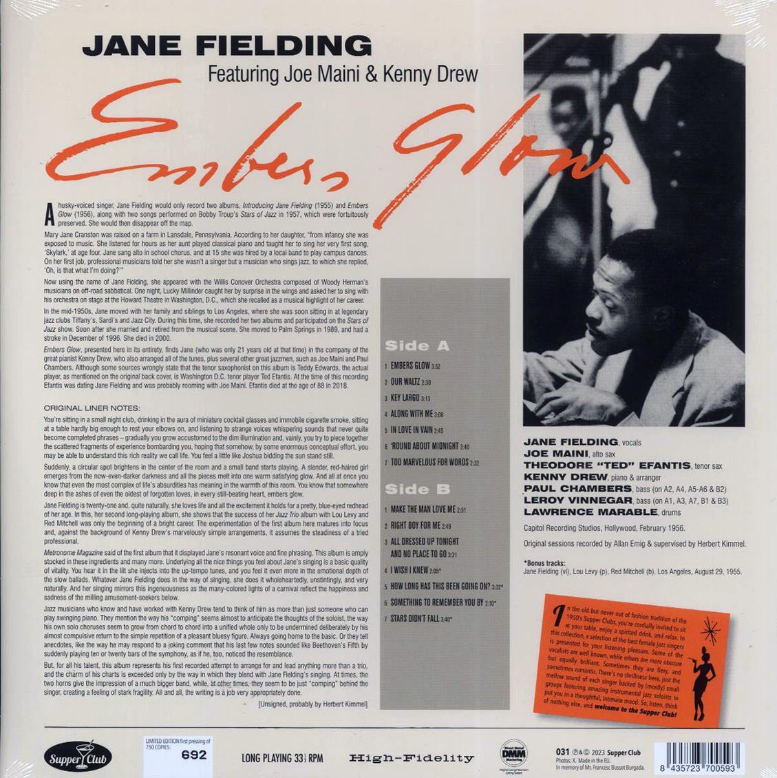 Jane Fielding, The Kenny Drew Quintet - Embers Glow (+4 bonus tracks) (ltd. ed.) (180g) Vinyl Record