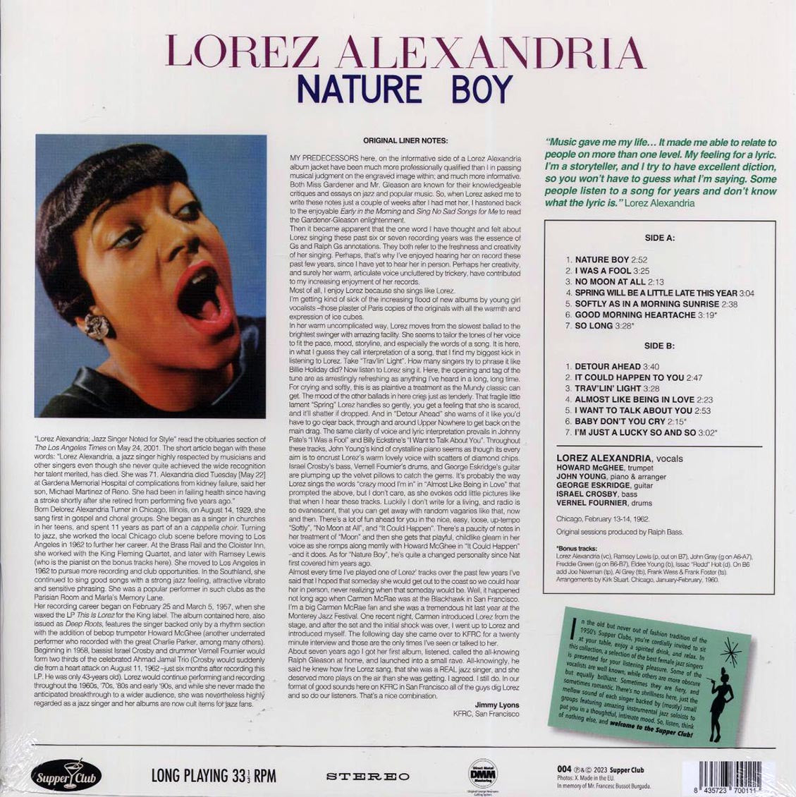Lorez Alexandria - Nature Boy (+4 bonus tracks) (ltd. ed.) (180g) Vinyl Record