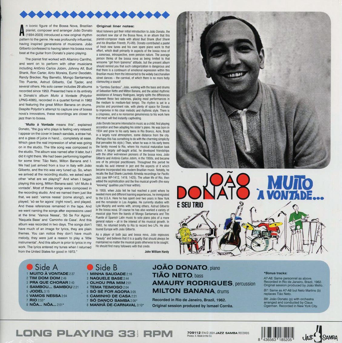 Joao Donato, Seu Trio - Muito a Vontade  (+4 bonus tracks) (ltd. ed.) (180g) Vinyl Record