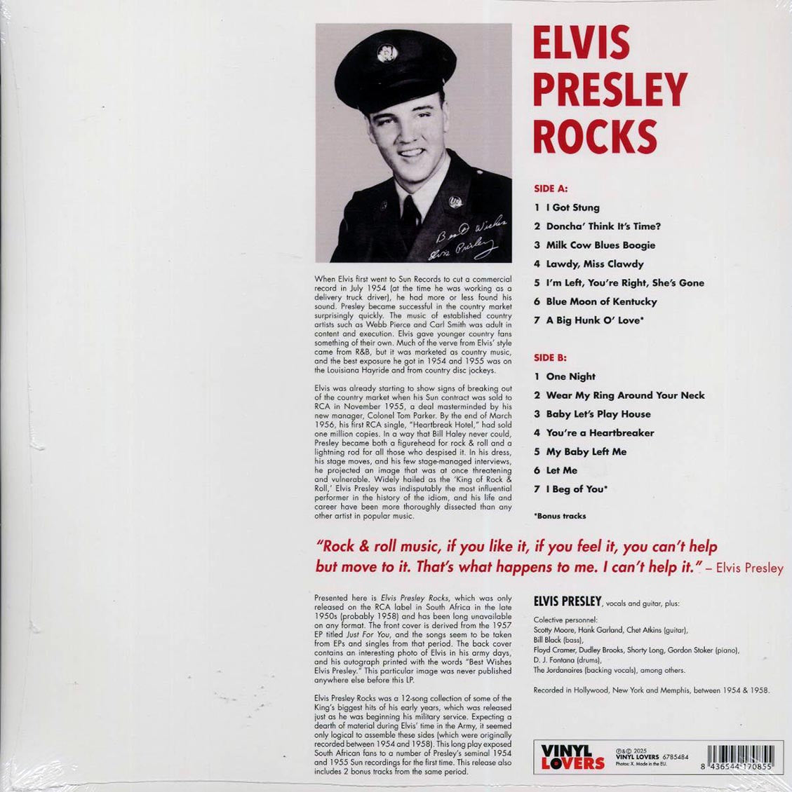Elvis Presley - Elvis Presley Rocks (+2 bonus tracks) (ltd. ed.) (180g) Vinyl Record
