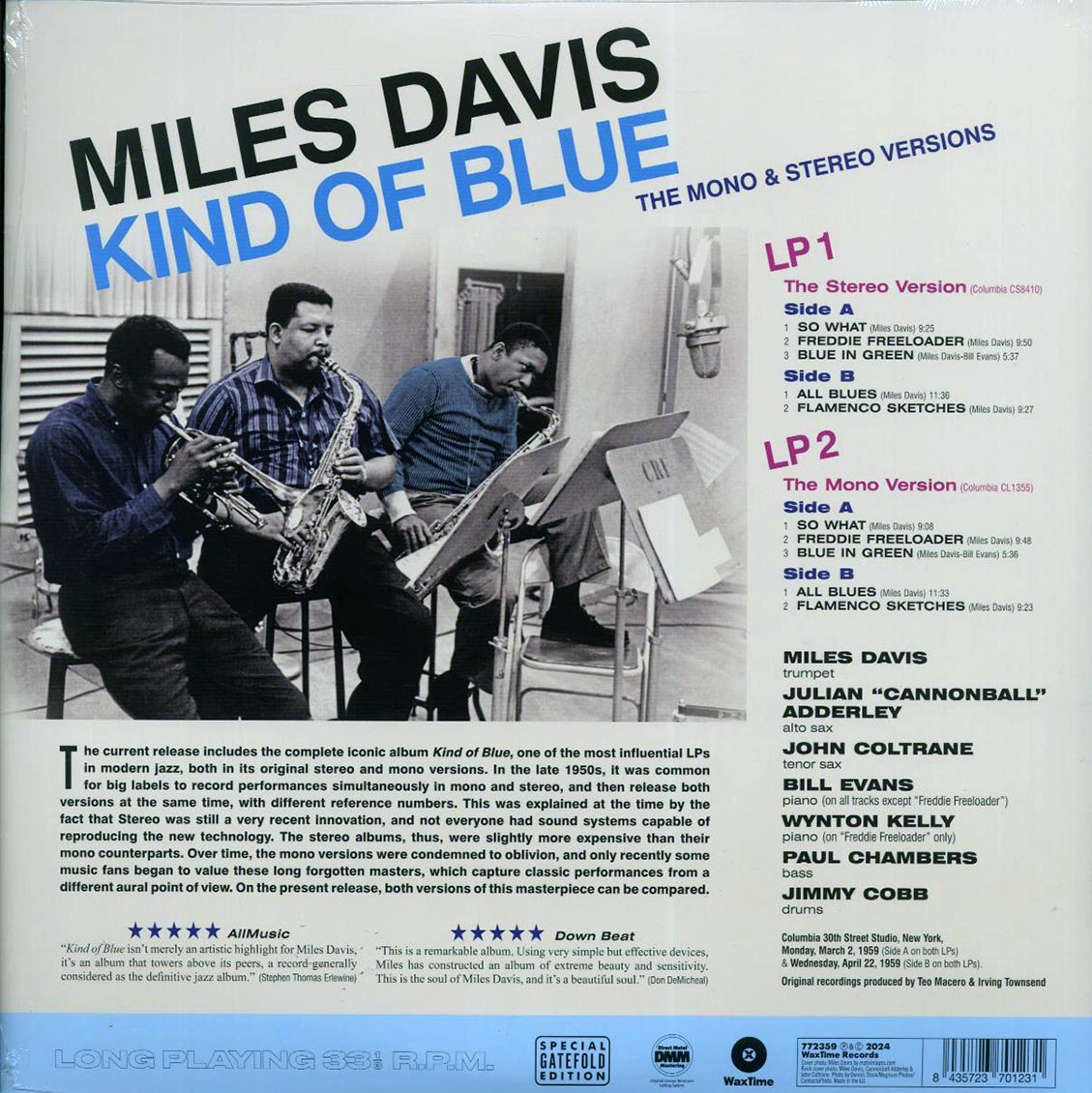 Miles Davis - Kind Of Blue: The Mono & Stereo Versions (mono+stereo) (ltd. ed.) (2xLP) (180g) Vinyl Record