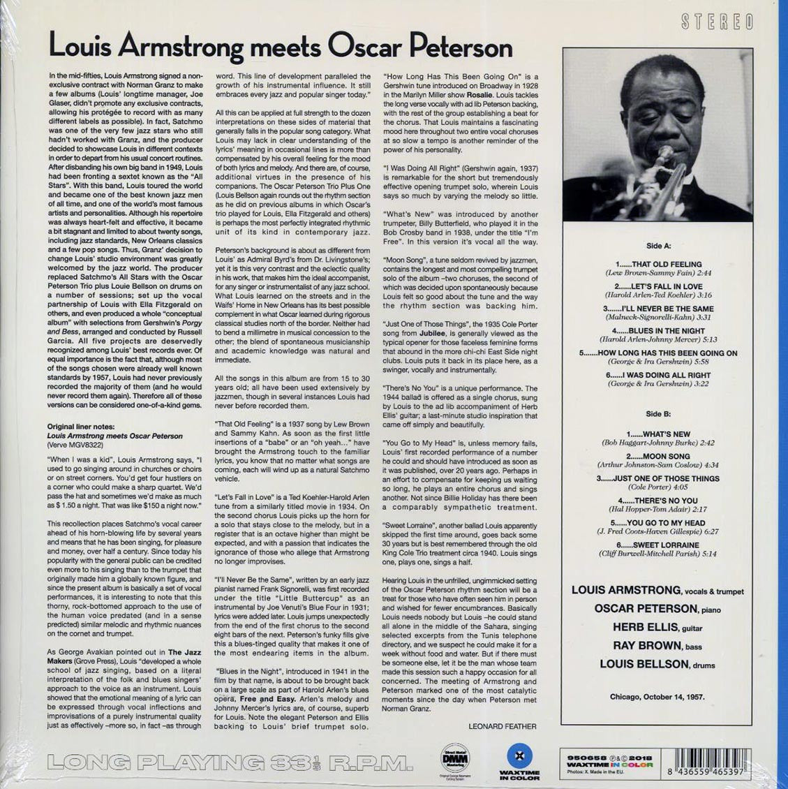 Louis Armstrong, Oscar Peterson - Louis Armstrong Meets Oscar Peterson (ltd. ed.) (180g) (blue vinyl) Vinyl Record