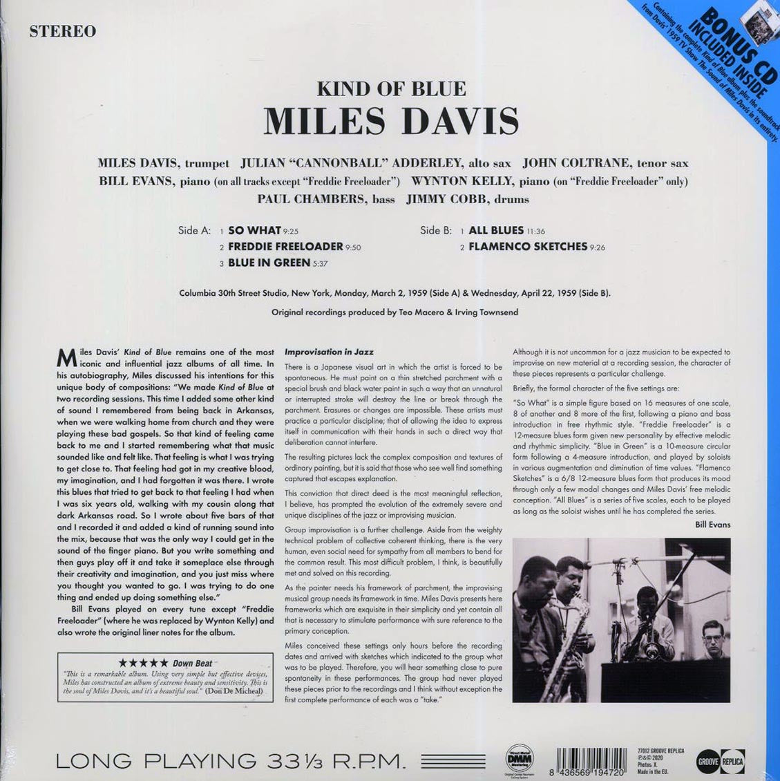 Miles Davis - Kind Of Blue (ltd. ed.) (180g) (incl. CD) Vinyl Record